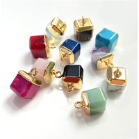 5pcs Natural Stone Pendant Charms 8mm Square Gem jewelry Accessories Charm for Making DIY Necklace Earrings Wholesale Finding