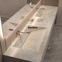 Hotel high-end rock slab integrated seamless basin bathroom cabinet customization, single and double basin, wash basin