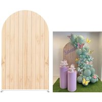 Wooden Planks Wedding Party Arched Backdrop Cover Decor Bridal Shower Birthday Background Rustic Wood Custom 2-sided Supplies