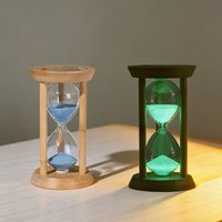 10~30Min Wooden Luminous light Hourglass Desktop Decoration Sand Clock Creative Timers Sandglass Hourglass Kitchen for Kids Gift