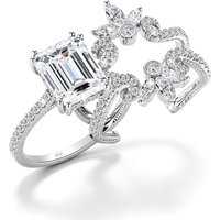 Szjinao 925 Silver 4ct Emerald Moissanite Bridal Ring Set Luxury Snowflake Stackable Engagement Band for Women Wedding Gifts