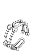 Korean 925 Sterling Silver Vintage U Shaped Horseshoe Adjustable Finger Rings For Women Money 925 Wedding Party Jewelry Gift