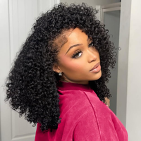Kinky Curly Half Wig Human Hair Wear Go Glueless 36 Inch Burmese Curly 3 In 1 Half Wigs Drawstring Seamless Flip Headband Wig