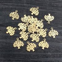 10pcs 13x12mm 316 Stainless Steel Gold Plated Tree Small Charms Pendant For Necklace DIY Jewelry Making Accessories Findings