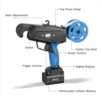 SWANSOFT Electric Tying Binding Machine with two batteries LED screen Bundling Grape Tomato Branches Portable Binder Garden tool