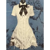 Vintage Striped Short Sleeve Dress Women's Summer Slimming Short Skirt Design Sense Waist Cinched A-Line Dress Knot