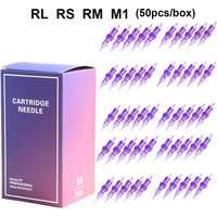 50pcs/box Purple Tattoo Needles Cartridge Disposable Sterilized Safety Needle RS/RL/RM/M1 With Membrane For Tattoo Machines