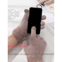 AliExpress Knitted High Elasticity Warm Gloves for Women Korean Fashion Thickened Warm Gloves with Fingers Electric Bike Riding Work Gloves