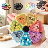 Floral Rainbow 7 Grid Pill Box Portable Daily Medicine Dispenser Compact Travel Vitamin Storage Case