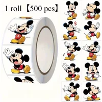 500PCS Disney Mickey Mouse Sealing Sticker Roll Notebook/Diary DIY Decoration Cartoon Fun Children Award Sticker Creative Gift