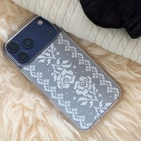 Clmj Ins White Lace Phone Case For iPhone 17 16 16e 15 14 13 12 11 Mini Pro Max X XR XSMax 7 8 Air Plus Transparent Back Cover