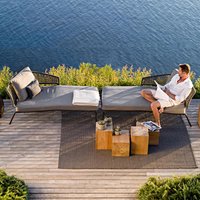 !@Nordic Modern Durable Rattan Sun Lounger for Outdoor Leisure in Park Pool Spa Hotel Courtyard Villa Beach-Luxury Lounger