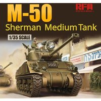 1/35 Ryefield Model RM5161 M-50 Sherman Medium Tank w/ Moving Suspension & Tracks Plastic Model Kit