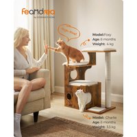 Feandrea 86 cm Cat Tree, Medium Cat Tower with 3 Beds and Cave, Cat Condo Made of MDF