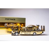 2026 HEC Limited Edition Pop Race 1/64 Alloy FUSO-300 Flatbed Trailer 930rwb Gold Set Toy Collection Display Piece Boys' Gift