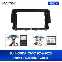 MAMSM Car Dashboard Panel Refitting Frame Kit For HONDA CIVIC 2016-2020 9INCH Radio Audio Fascia Cable Harness Canbus Trim