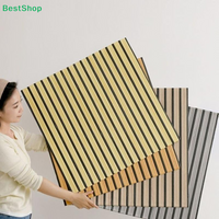 3D Wood Slat Wall Panels Self Adhesive Sound Absorbing For Home Living Room Office Wall Decor