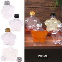 200ML Cute Star Plastic Bottle Transparent Milk Tea Bottle With Lid Juice Bottle Party Decoration DIY Milk Star Cups