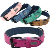 Leather Dog Collar For Small Medium Large Dogs Soft Padded Big Dog Collars for Pitbull Labrador German Shepherd S-XXL