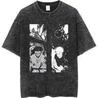 Jujutsu Kaisen Anime T Shirt Satoru Gojo and Ryomen Sukuna Printed Tee Men Women Washed Cotton Tshirts Harajuku Vintage T-shirt