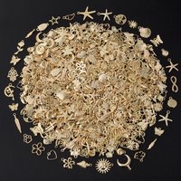 Bright Gold Color Random Mix 10/20/30/50/100pcs Starfish Hasama Butterfly Metal DIY Pendant Charm For Jewelry Making Accessories
