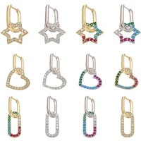 ZHUKOU 2020 NEW 1 piece CZ crystal small hoop earrings gold color heart Rounded Rectangle women earrings wholesale VE230