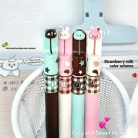 4PCS Cute Sweetheart Sliding Pen Cute Cartoon Strawberry Rabbit Healing ST Double Bead 0.5mm Speed Drying Brush Question Pen