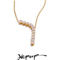 Yhpup High Quality Shiny Cubic Zirconia Chain Drop Fashion Necklace for Women Delicate Jewelry 18K Gold Color PVD Plated