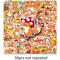 50Pcs/Set Autumn Fox Stickers Kawaii Cartoon Decals Waterproof Scrapbooking Stickers for Kids Diary Planner Phone Laptop Gifts