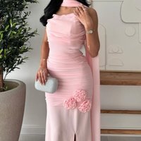فساتين Mermaid Prom Dresses with Slit Halter Pink Evening Dress شارون سعيد فساتين سهره Customized