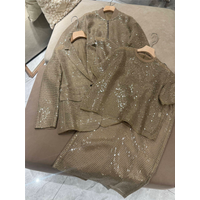 Heavy Silk Sequin Series Blazer Jacket/Stand Collar Long-Sleeve Jacket/Round Neck Short Sleeve/Skirt/Women's Spring Summer New