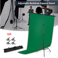 SH – Kit de support d'arrière-plan en forme de T, avec tissu de fond, clé Chroma vidéo, cadre d'écran vert, support pour accessoires de Studio Photo et de photographie