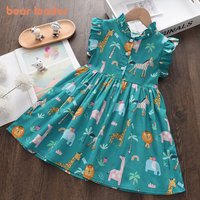 Bear Leader – robe de princesse imprimée de dessin animé pour petites filles, nouvelle mode d'été florale, vêtements de fête pour enfants en bas âge