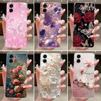 For Samsung A06 Case A065F Luxury Fashion Butterfly Flowers Painted Clear Silicone Soft Phone Case For Samsung Galaxy A06 Cover