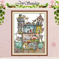 Crossing the Castle Patterns Counted Cross Stitch Set DIY 11CT 14CT 16CT Stamped DMC Cross-stitch Kit Embroidery Needlework