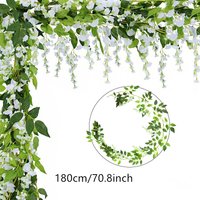 White Artificial Wisteria Hanging Flowers Garlands - Vine Garland for Wedding Arch, Party, Garden, Home Decor Spring & Summer