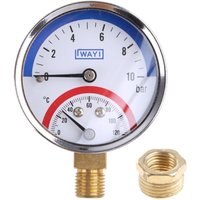 2-In-1 Pressure Gauge And Thermometer 10 Bar Temperature And Pressure Gauge Temperature 0-120°C Temperature And Pressure Meter