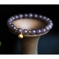 Violet Natural Hetian Jade High Ice Smoke Purple Jade Bracelet Sterling Silver Ancient Gold Lotus Jade Light Luxury Hand String