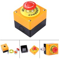 Emergency Stop Push Button Switch Box Waterproof Safety 660V 10A STOP Push Button with Rain Cover for Industrial Machine