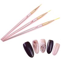 3Pcs Rose Gold Nail Art Liner Nail Design Brush Set UV Gel Acrylic Application Nail Pens Nail Art Designs Tools
