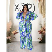 Plus Size Matching Sets Autumn Pants Sets Women Outfit Sexy Top and Trousers Two Piece Sets 2x 3x 4x Wholesale Dropshipping