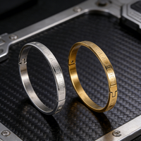 Luxury Titanium Steel Bracelet Men Apparel Accessories Roman Numerals 3 Colors Unfading Cool Wrist Bangles Hiphop Homme Jewelry