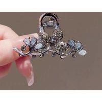 Korean Version Rhinestone Flower Hair Grab High-end Women's Back of Head Half-tied Hair Grip Light Luxury Fashion Hair Clip