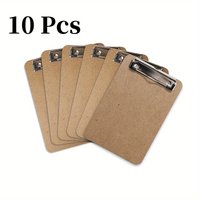 10pcs Mini Clipboards 6x9" - Sleek Wood Fiberboard Memo Boards with Thin Clips for Office, Teachers & Classroom Use