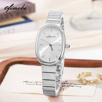 OFIMOBI Women's Quartz Watch Vintage Minimalist Oval Slim Stainless Steel Band Ladies Wristwatch for Daily Office Casual Wear