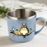 Totoro Double Layer Anti-scalding Stainless Steel Cups Plastic Handle Coffee Mug Miyazakis Anime Water Cup Home Office Tumbler