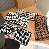 Vintage bird-checked hair band female autumn-winter cross wide edge woolen headband with all fashion knitted headwear
