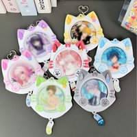 Kawaii Anime Badge Holder 5.8cm Cute Cat Ear Pin Protector Cartoon Display Case Keychain Cover for Cosplay Collection Gift