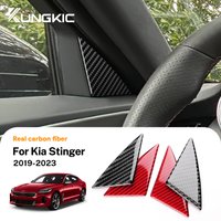 Real Soft Carbon Fiber Sticker For Kia Stinger 2019 2020 2021 2022 2023 LHD RHD Car Door Triangle Interior Trim Accessories