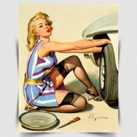 METAL SIGN WALL PLAQUE CAR GARAGE PIN UP GIRL ELVGREN Retro Vintage style print-Aluminum